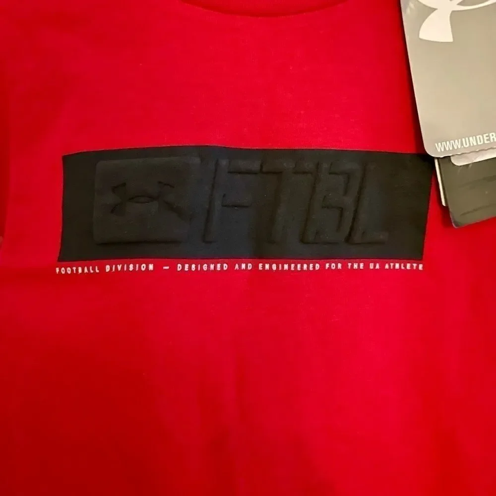 NWT Under Armour Kids Football Branded Stacked Tee